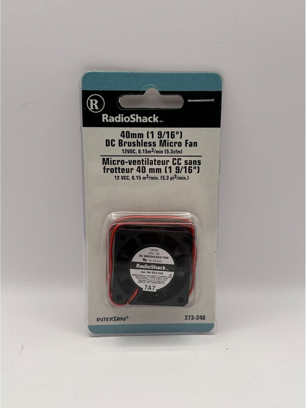 Radio Shack 273-240 DC Brushless Cooling Fan 40 mm X 12 Black New 1W)